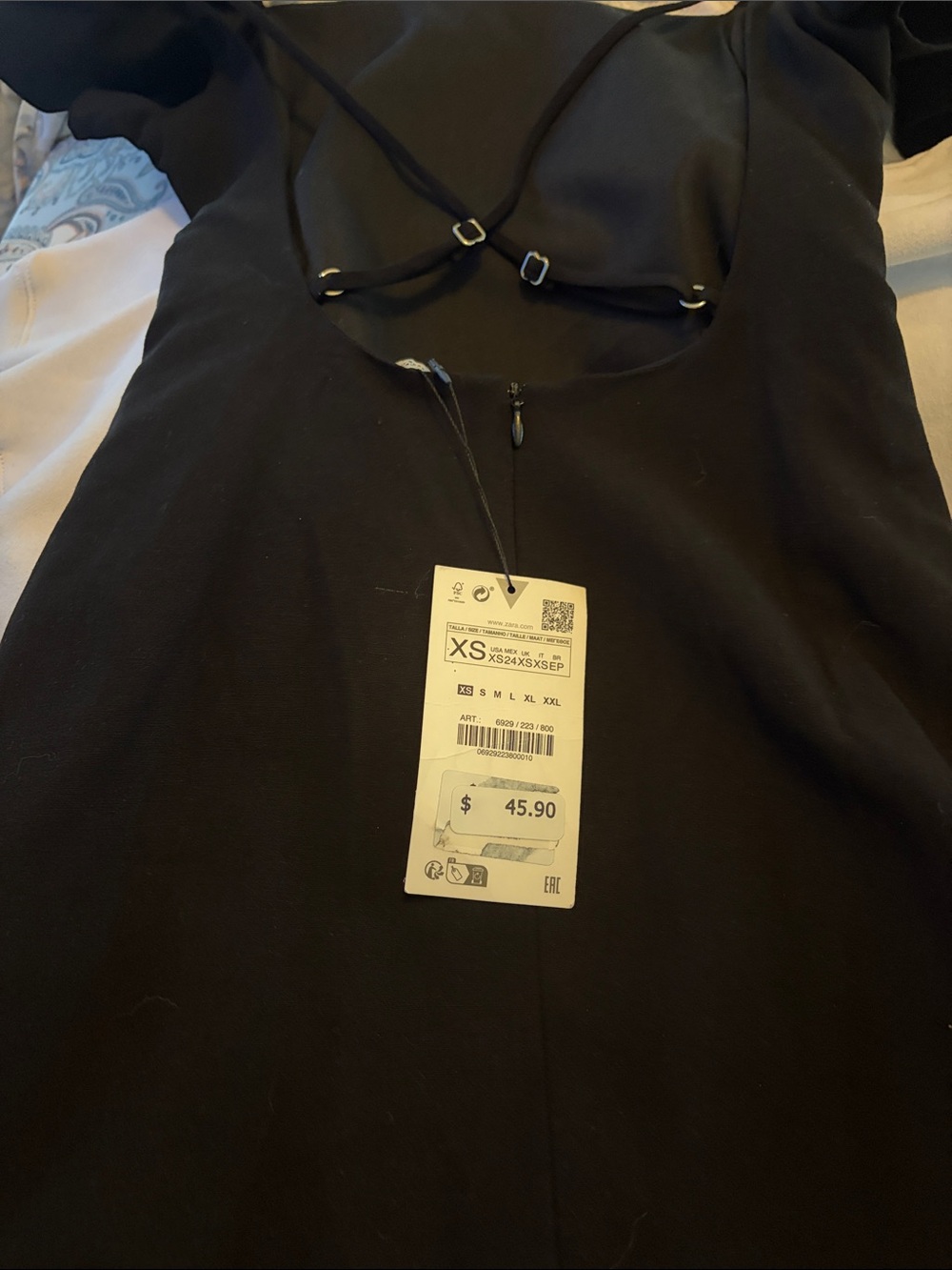Zara Black Mini Dress with Adjustable Straps